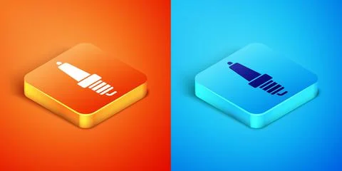 Isometric Car spark plug icon isolated on orange and blue background. Car Stock Illustration