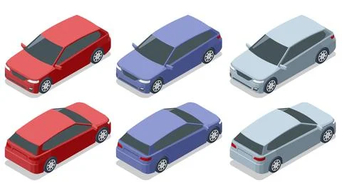 Isometric Car wagon. Auto low Car vector template on white background. Compact イラスト素材