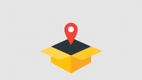 Isometric Cardboard Box with Location Pin Animation Video stock 343352041