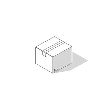 Isometric cardboard box package with shadow Stock Illustration