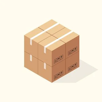 Isometric Cardboard Boxes Stock Illustration