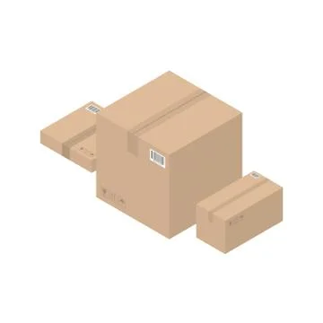 Isometric cardboard brown boxes Illustrazione stock