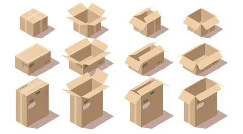 Isometric cardboard delivery package boxes Illustrazione stock