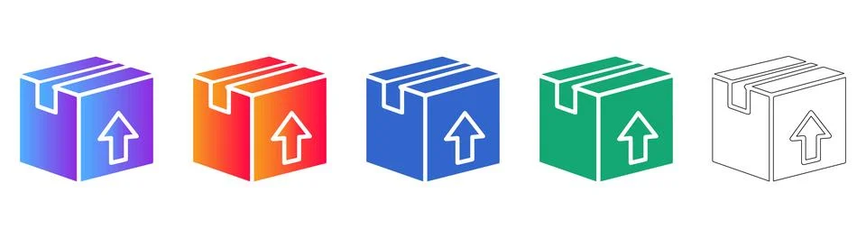 Isometric Cardboard Package Box Icon Set 스톡 일러스트