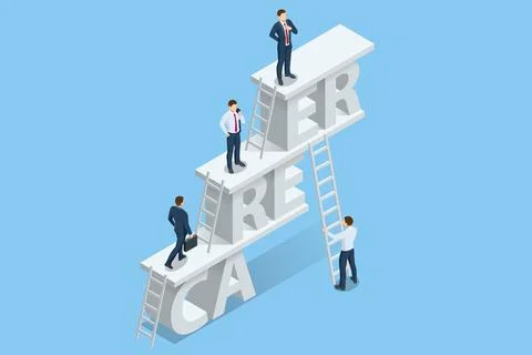Isometric Career Growth. Creative idea, Start Up, Future Success. Business Arrow Stock Illustration