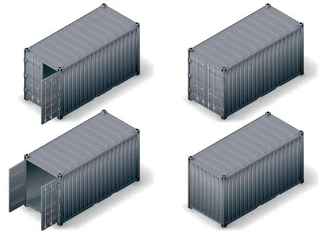 Isometric cargo container set 2 Stock Illustration