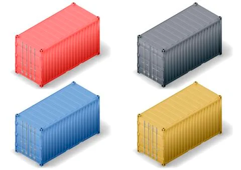 Isometric cargo container set Stock Illustration