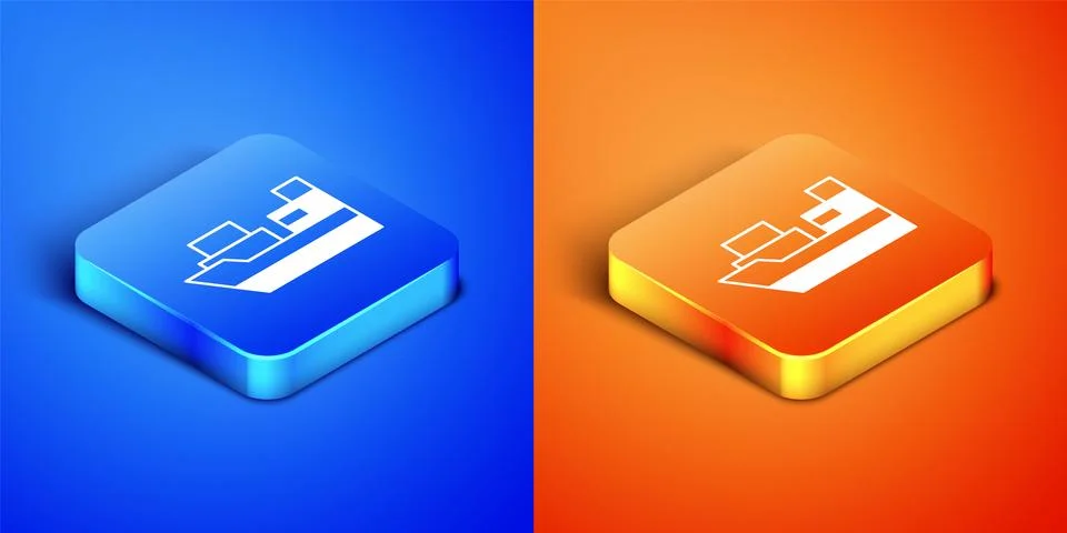 Isometric Cargo ship with boxes delivery service icon isolated on blue and .. Stock Illustration