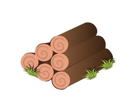 Isometric Cartoon Tree Logs of Timber - Tileset Map Element, Landscape Design Stock Illustration