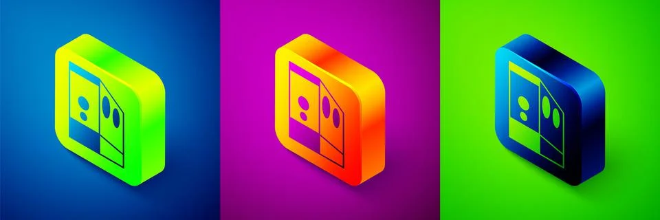 Isometric Case of computer icon isolated on blue, purple and green background Illustrazione stock