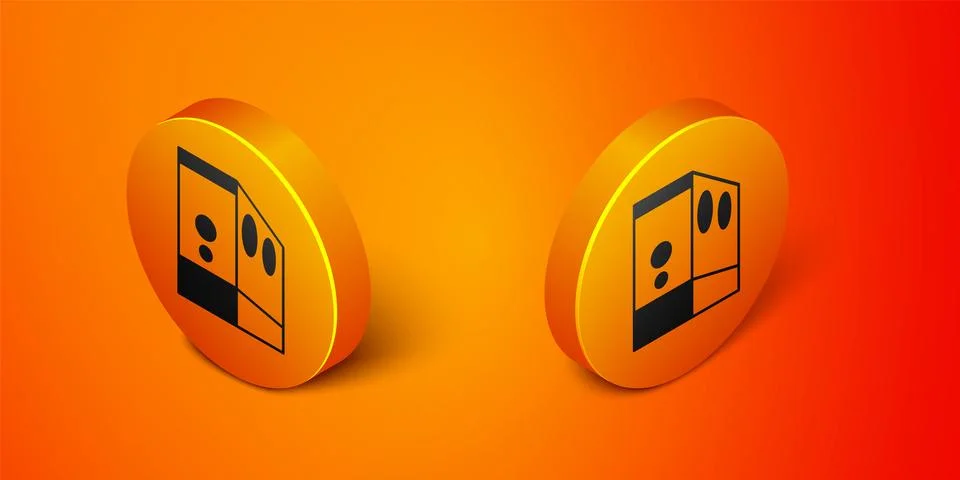 Isometric Case of computer icon isolated on orange background. Computer server Illustrazione stock