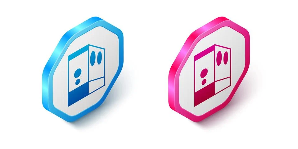 Isometric Case of computer icon isolated on white background. Computer server Stockillustratie