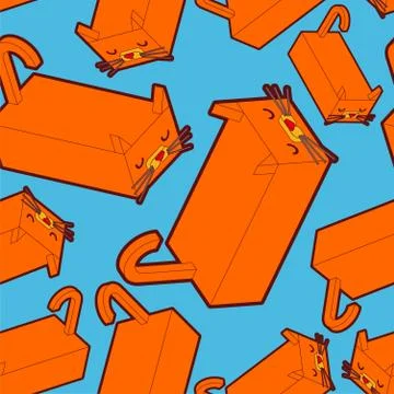 Isometric Cat pattern seamless. Geometric pet background. 3D Animal texture Illustrazione stock