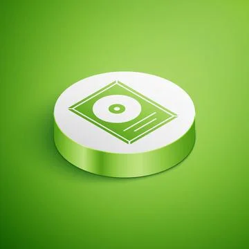 Isometric CD disk award in frame icon isolated on green background. Modern イラスト素材