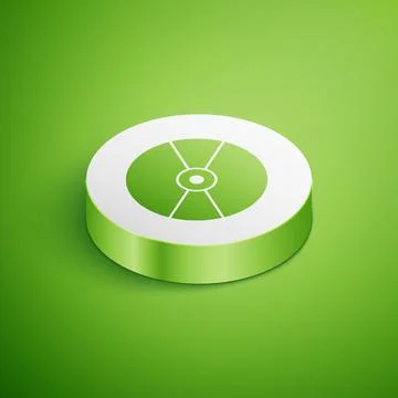 Isometric CD or DVD disk icon isolated on green background. Compact disc sign Stock-Illustration