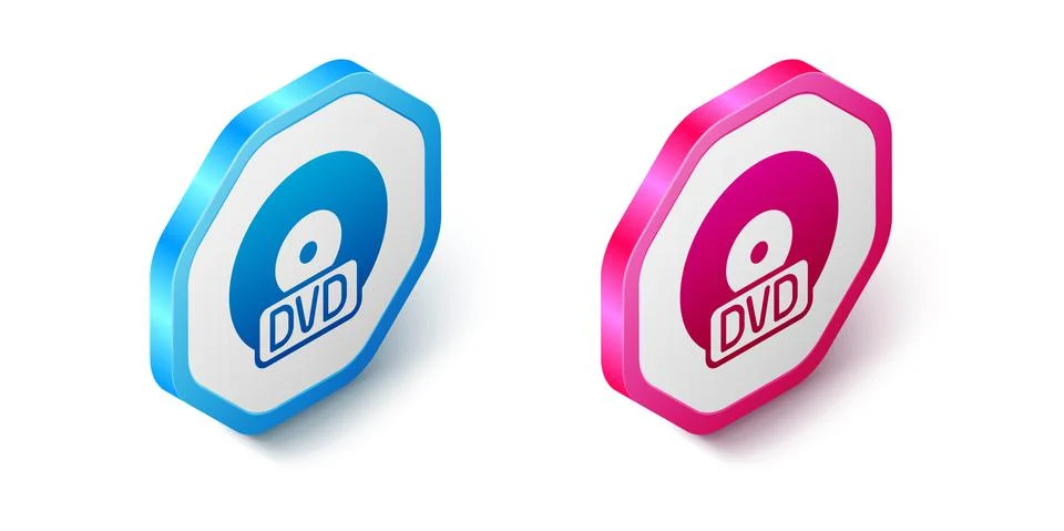 Isometric CD or DVD disk icon isolated on white background. Compact disc sign Stock Illustration