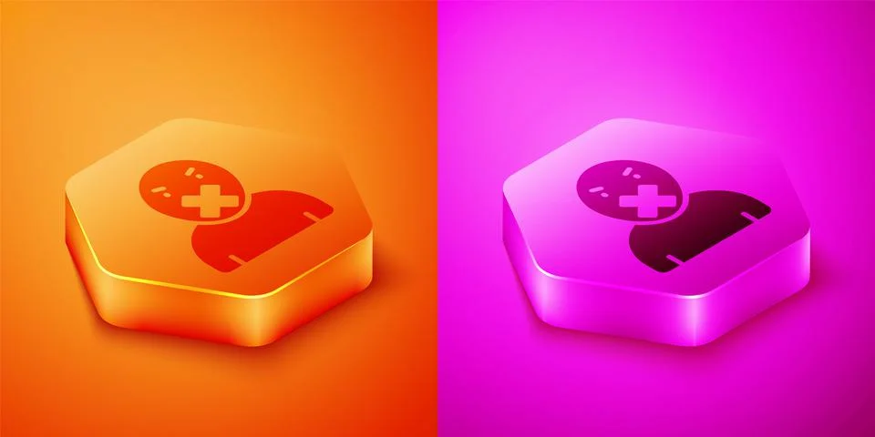 Isometric Censor and freedom of speech concept icon isolated on orange and pink Stock Illustration