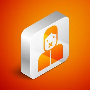Isometric Censor and freedom of speech concept icon isolated on orange Stock Illustration