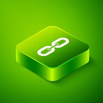 Isometric Chain link icon isolated on green background. Link single. Hyperlink Illustrazione stock