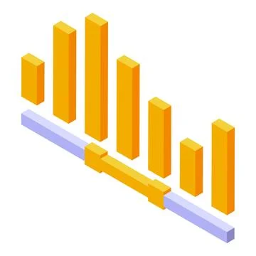 Isometric chart showing decreasing values over time Stock Illustration