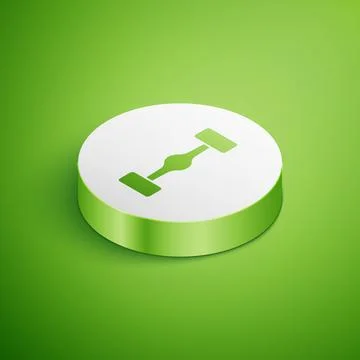 Isometric Chassis car icon isolated on green background. White circle button. Illustrazione stock