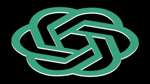 Isometric ChatGPT artificial intelligence program logo, OpenAI company. Stock Illustration