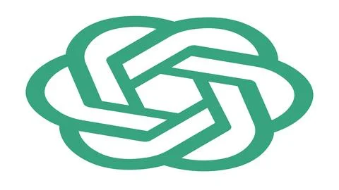 Isometric ChatGPT artificial intelligence program logo, OpenAI company. 스톡 일러스트