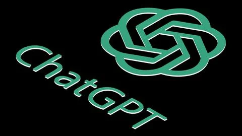 Isometric ChatGPT artificial intelligence program logo, OpenAI company, isolated Stock Illustration