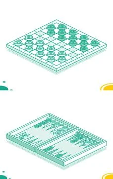 Isometric checkers game and backgammon. Strategy board game. Draughts. Illu.. Stock Illustration