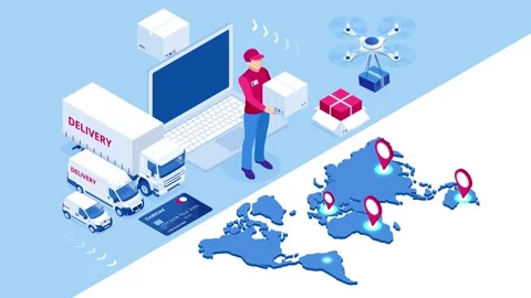 Isometric Checking delivery and ligistics service Stock Footage 131274628