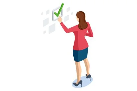 Isometric Checklist. Business performance evaluation, with a professional Stock Illustration