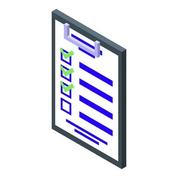 Isometric checklist icon with check marks Illustrazione stock