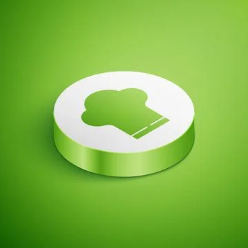 Isometric Chef hat icon isolated on green background. Cooking symbol. Cooks h Stock Illustration