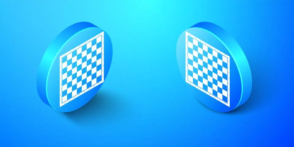 Isometric Chess board icon isolated on blue background. Ancient Intellectual Stock Illustration