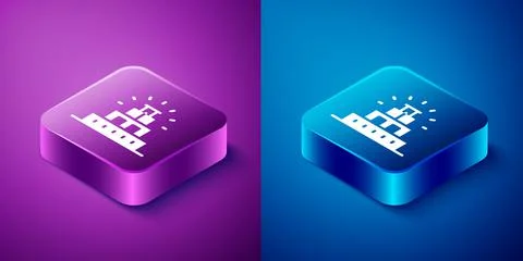 Isometric Chichen Itza in Mayan icon isolated on blue and purple background Ilustración de archivo