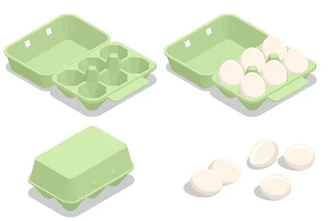 Isometric Chicken Egg Packaging. Eggs in a cardboard box isolated on a Stock Illustration