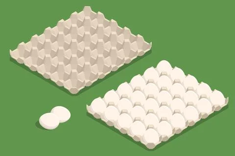 Isometric Chicken Egg Packaging. Eggs in a cardboard box isolated on a Stock Illustration
