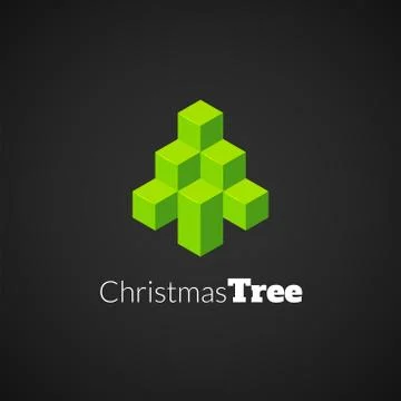 Isometric christmas tree logo Illustrazione stock