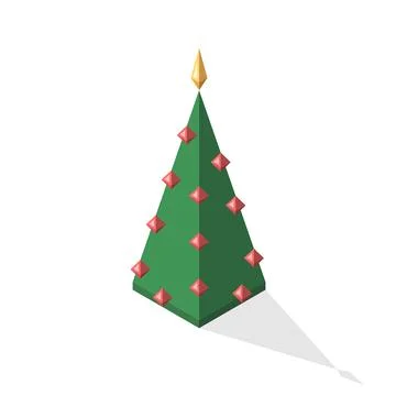 Isometric Christmas tree, simple Stock Illustration