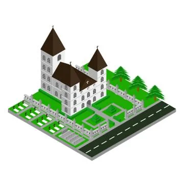 Isometric Church Vector Illustrazione stock
