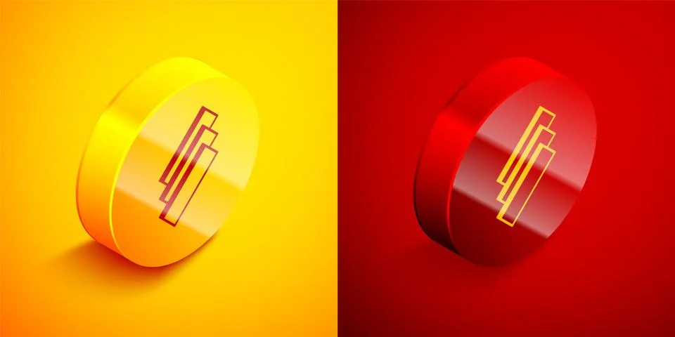 Isometric Cigarette rolling papers pack icon isolated on orange and red backg Stock Illustration