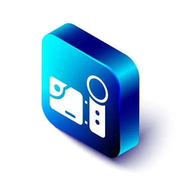 Isometric Cinema camera icon isolated on white background. Video camera. Movie 스톡 일러스트