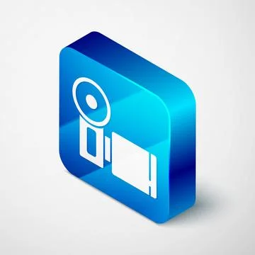 Isometric Cinema camera icon isolated on grey background. Video camera. Movie Stock Illustration