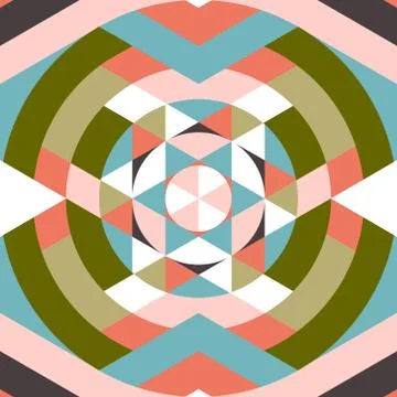 Isometric circles and parallelograms grid-based seamless pattern Stock Illustration