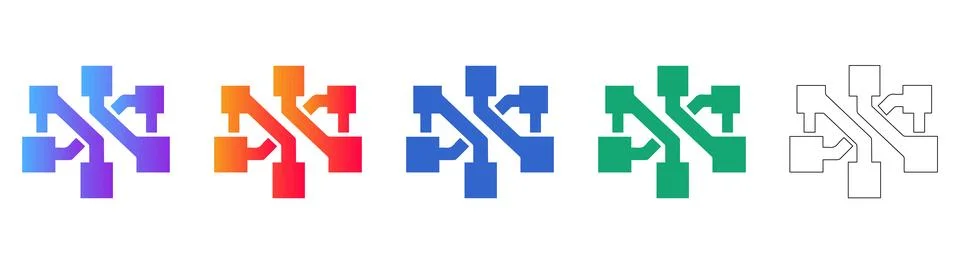 Isometric Circuit Board Node Icons Stockillustratie