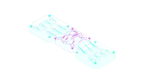 Isometric circuit board technology loop animation with digital data flow Stock Footage 347247361