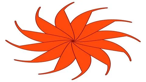 Isometric circular shape with petals like sun or flower isolated on white. Stock Illustration