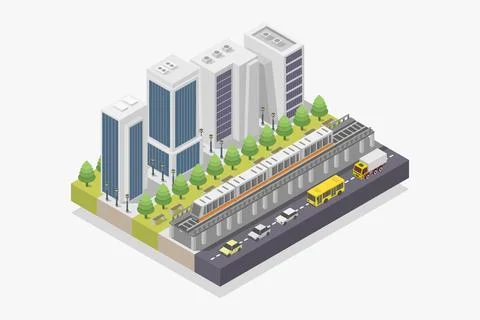 Isometric city on background Stock Illustration