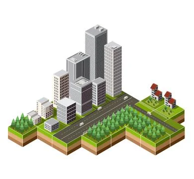 Isometric city center Stock Illustration