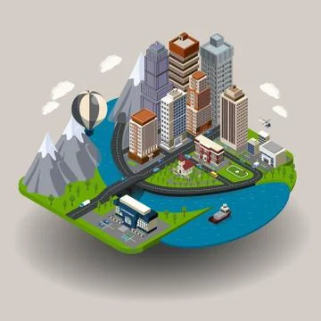 Isometric City Concept Stockillustratie